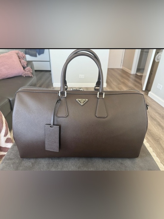Prada Other - Prada Brown Saffiano Leather Duffle Bag